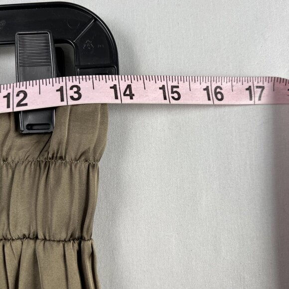 Zara Accordian Pleated Midi Skirt Womens XS Bronze Flowy Elastic Waist Shimmer - Picture 4 of 11